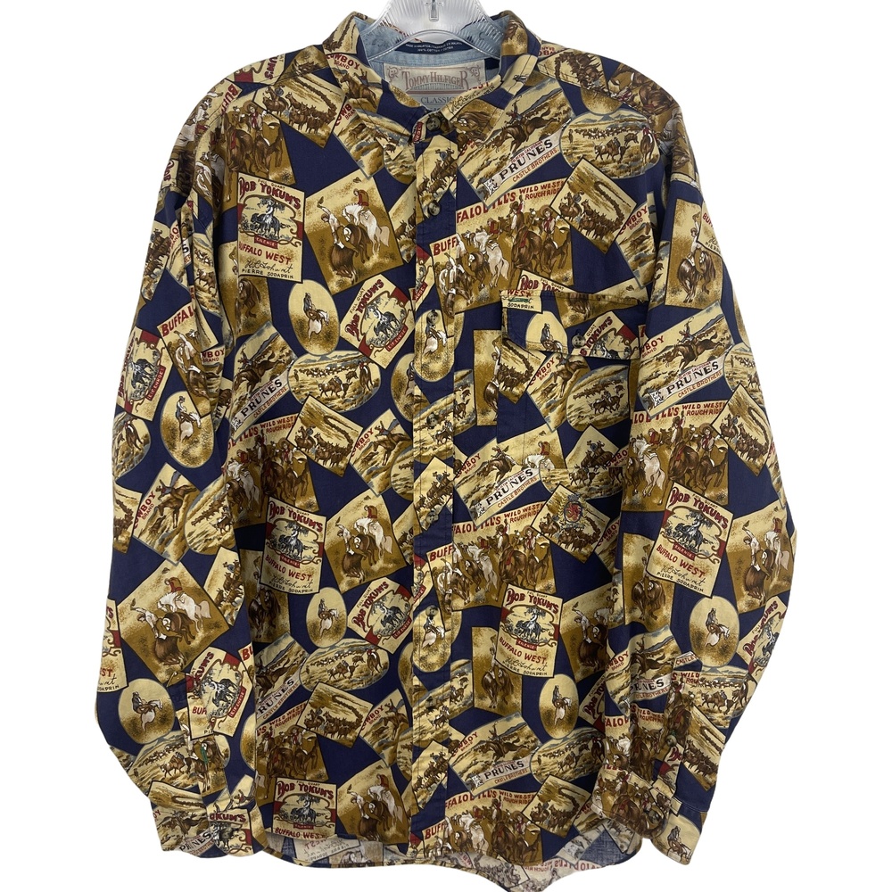 Tommy Hilfiger Surplus Style Vintage Cowboy Long Sleeve Western Shirt Large